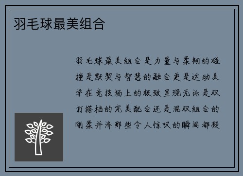 羽毛球最美组合
